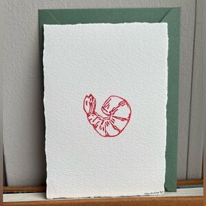 Original Handmade Shrimp Linocut Print - 4x6